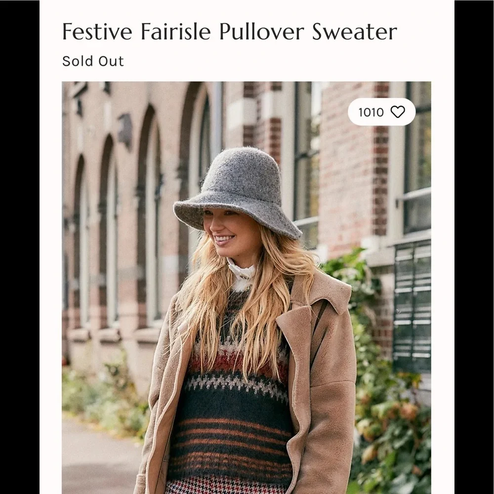 NWT Free People Festive Fairisle Pullover Sweater Size Small